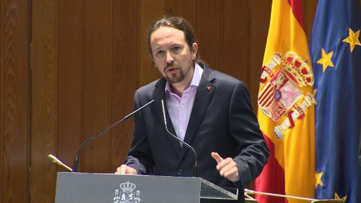 Pablo Iglesias, durante la toma de posesión del cargo de vicepresidente segundo.-EUROPA PRESS