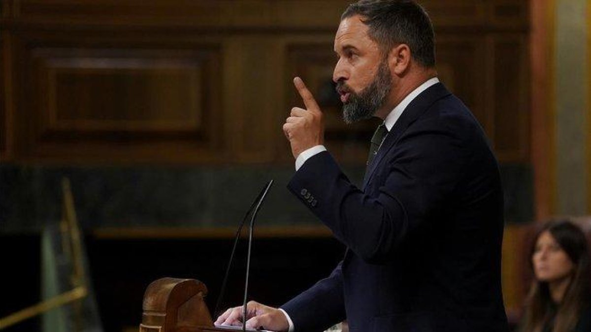 Santiago Abascal, el 29 de agosto, en el pleno sobre el ’Open Arms’.-JOSÉ LUIS ROCA
