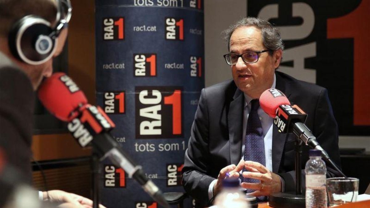 El president Quim Torra, este martes, en una entrevista en RAC-1.-JORDI BEDMAR