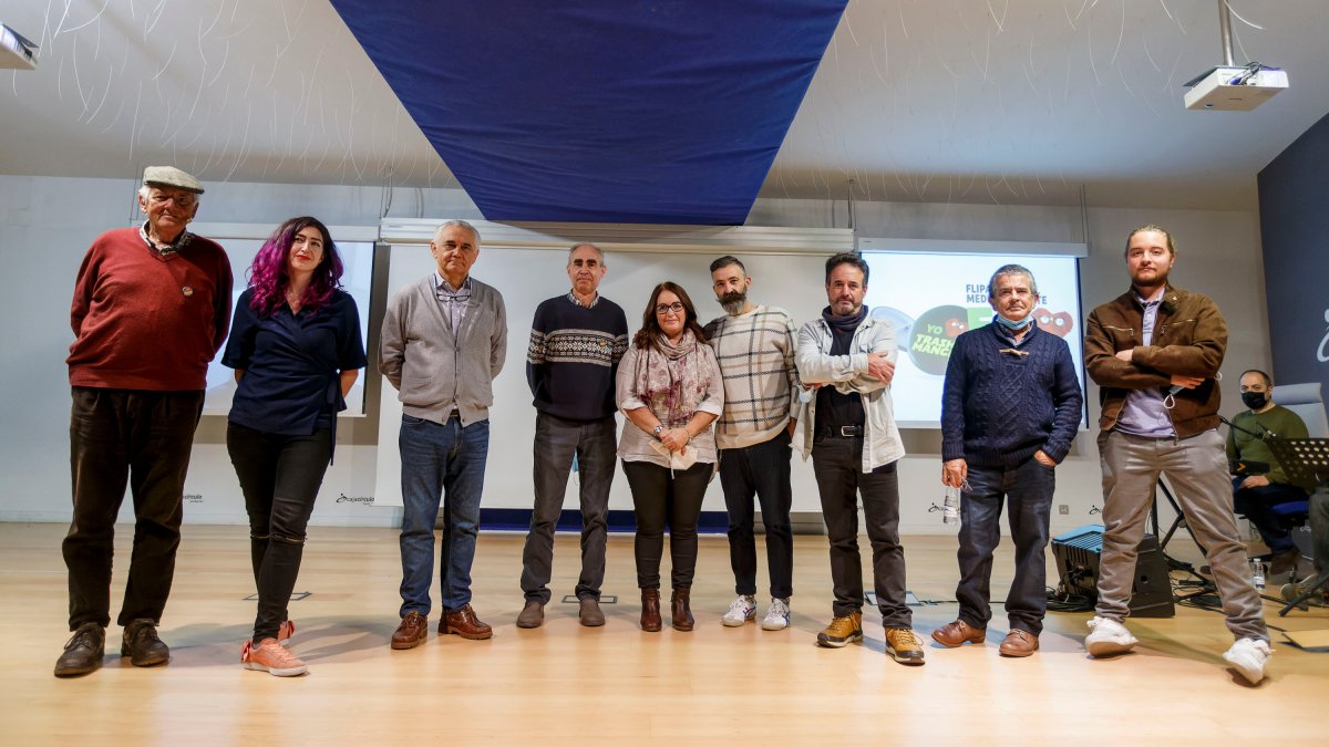 La gala de Ecofrikis sobre la trashumancia se celebró ayer en el salón de actos de la Fundación Cajacírculo. SANTI OTERO