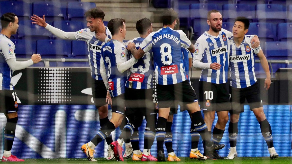Los jugadores del Espanyol celebran un gol. RCD ESPANYOL