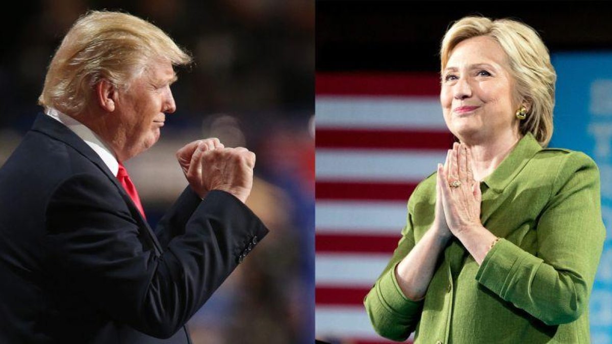Donald Trump y Hillary Clinton, durante actos electorales.-EL PERIÓDICO