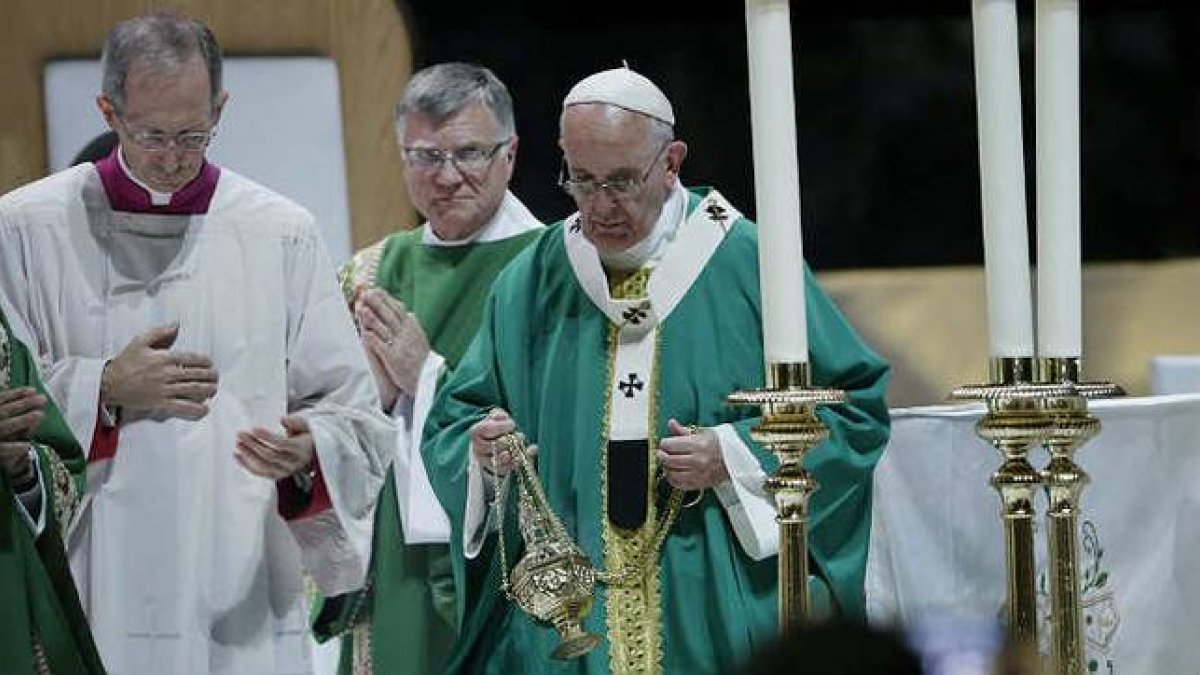 Jorge Mario Bergoglio en el Madison Square Garden de Nueva York.-EFE / PETER FOLEY