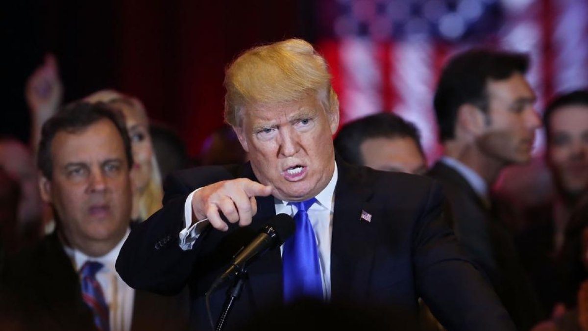 Donald Trump, durante la noche electoral, en Nueva York.-AFP / SPENCER PLATT