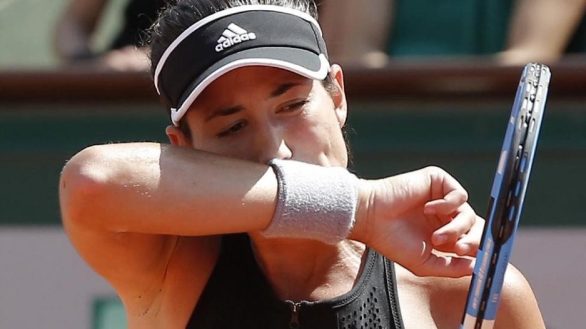 Muguruza, en un momento de su partido contra Halep.-/ MICHEL EULER