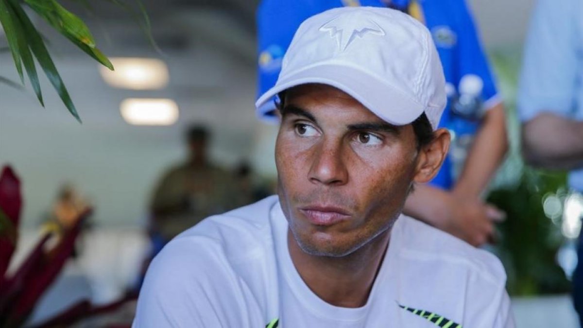 Rafael Nadal durante un encuentro con los medios de comunicación en Miami.-ERIK LESSER