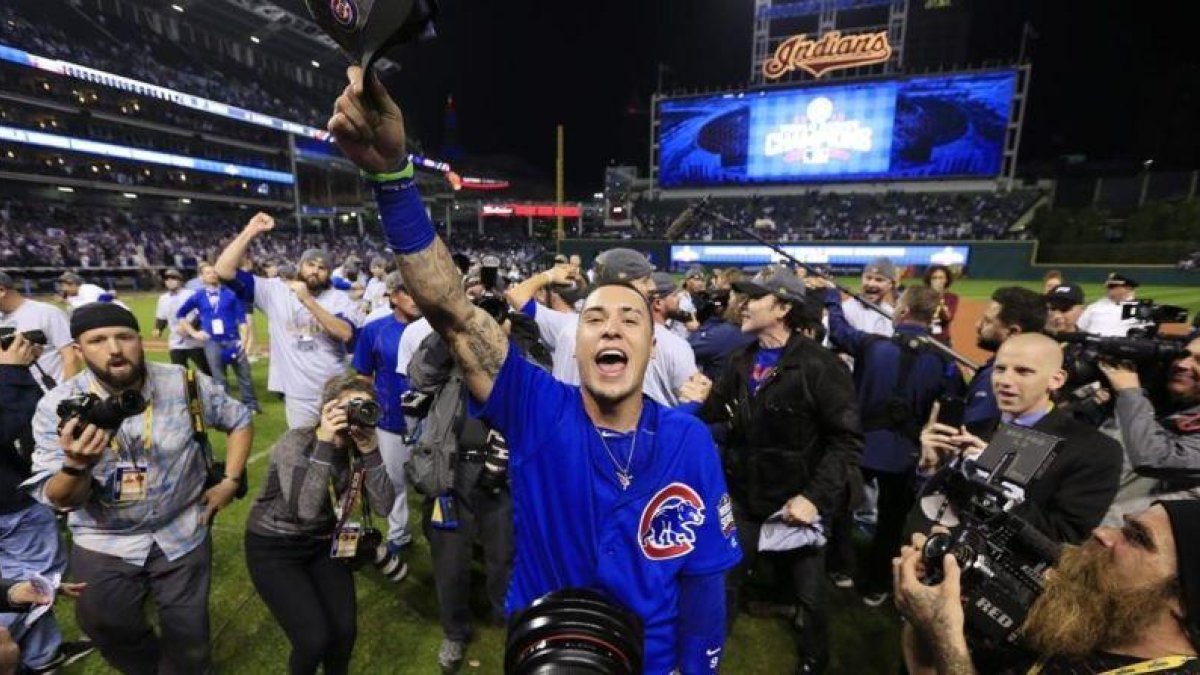 Javier Baez celebra el título de los de Chicago.-EFE / TANNEN MAURY