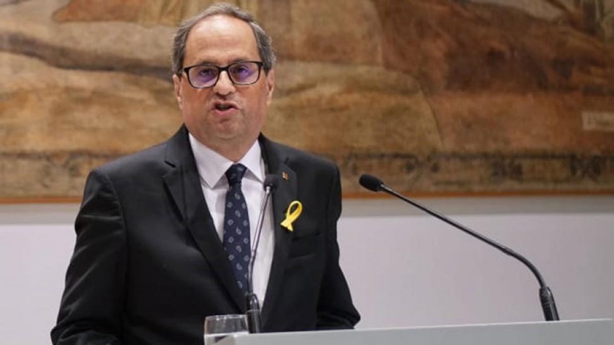 El president Torra ha anunciado su decisión de acudir al acto de inauguración a través de una declaración institucional.-RICARD FADRIQUE