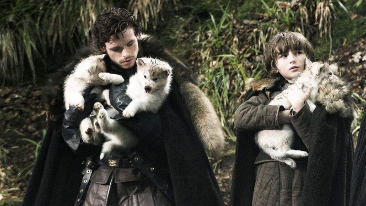 Imagen de la serie Juego de tronos en las que aparecen los cachorros de los famosos lobos huargos.-EL PERIÓDICO
