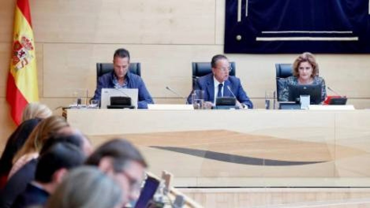 El presidente del Consejo de Cuentas, Mario Amilivia, durante una comparecencia en las Cortes de Castilla y León.
