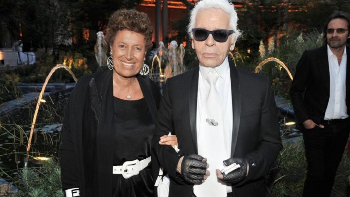 Carla Fendi y Karld Lagerfeld, en el 2013.-