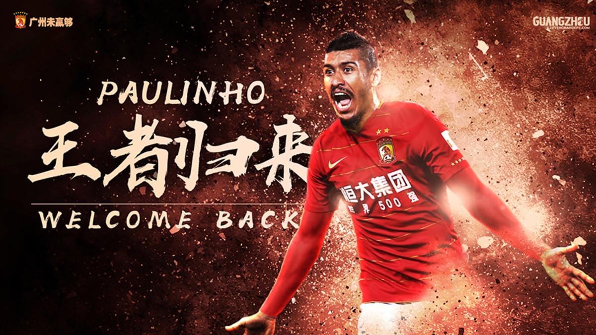 Anuncio del fichaje de Paulinho en la web del Guanzhou Evergrande.-