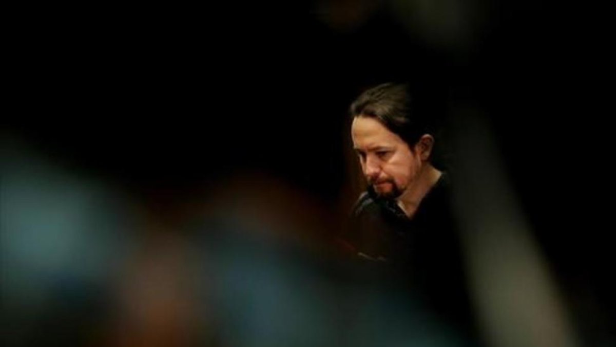 Pablo Iglesias, en rueda de prensa en el Congreso de los Diputados.-JOSÉ LUIS ROCA