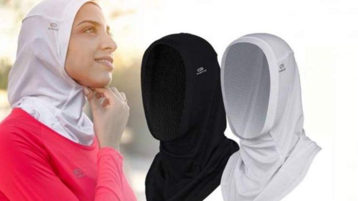 Modelos de hiyab que Decathlon preveía comercializar en Francia.-DECATHLON