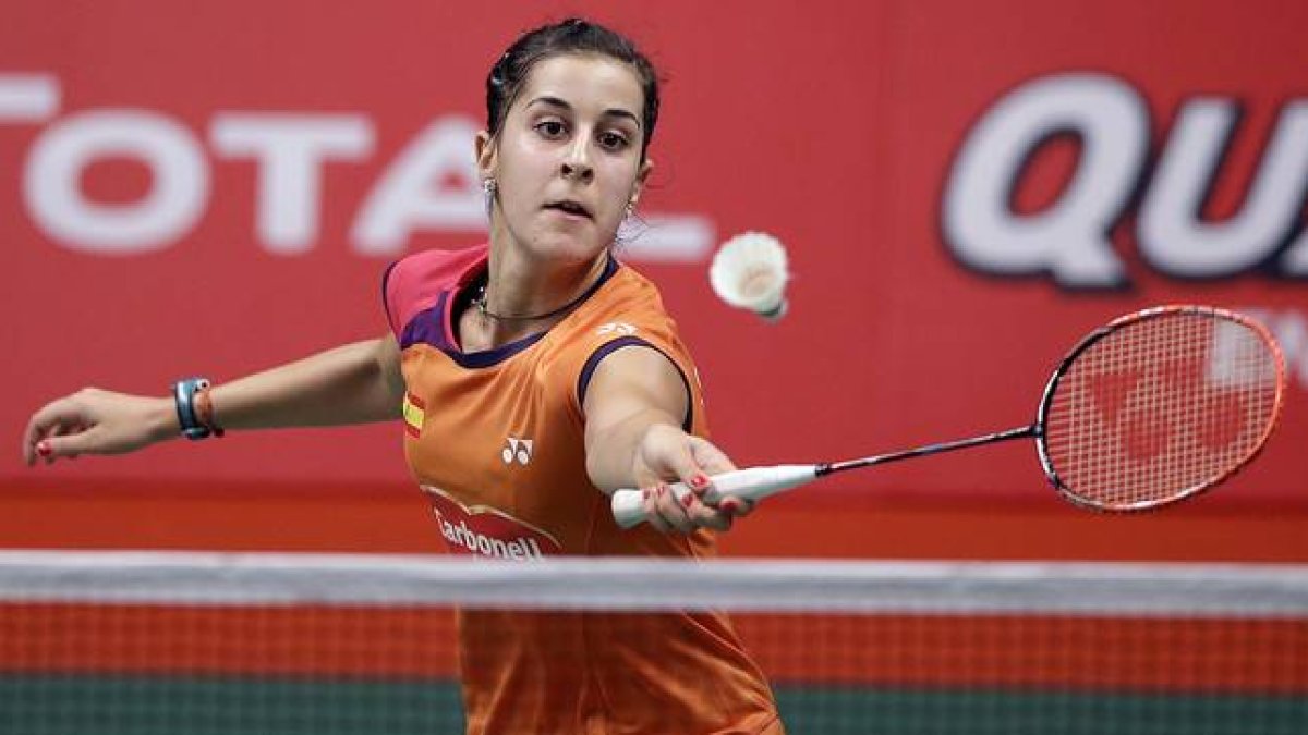 Carolina Marín, durante el partido contra la taiwanesa Yu Po Pai en el Mundial de Yakarta.-AP / ACHMAD IBRAHIM