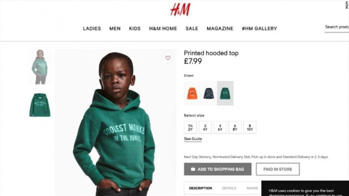 El polémico anuncio de H&M.-
