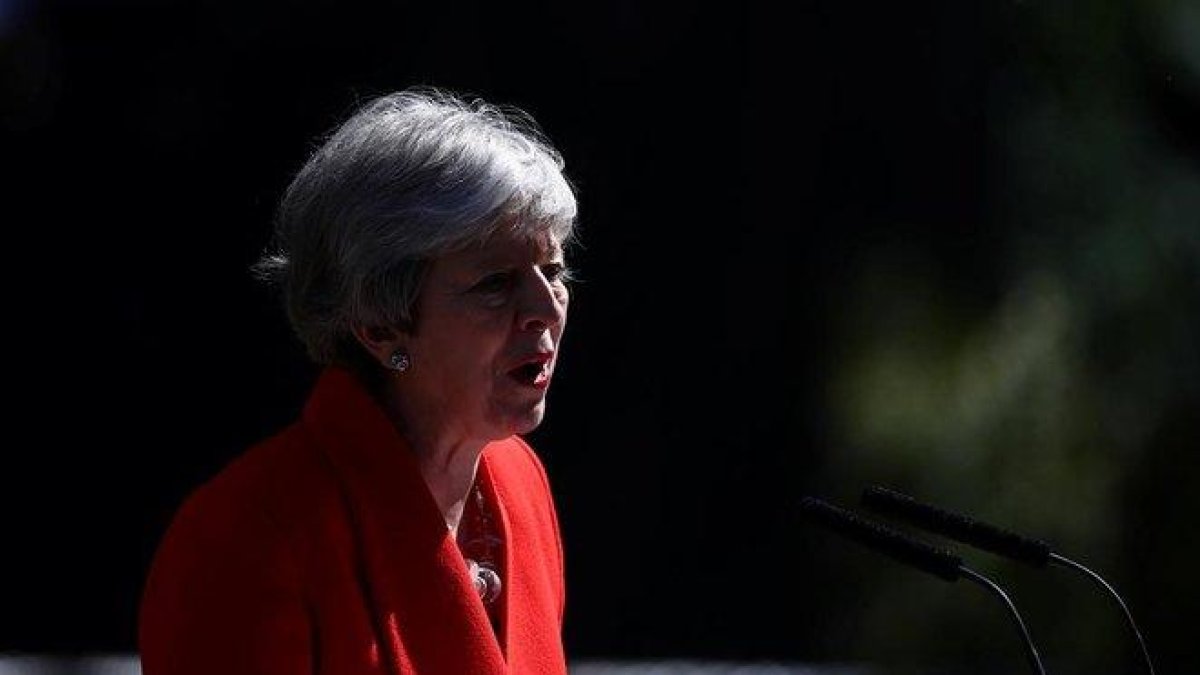 Theresa May, en la comparecencia en la que ha anunciado que deja el cargo el 7 de junio.-HANNAH MCKAY (REUTES)