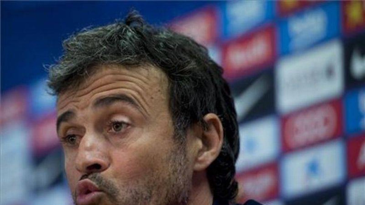Luis Enrique, este sábado, durante la rueda de prensa.-Foto: JORDI COTRINA