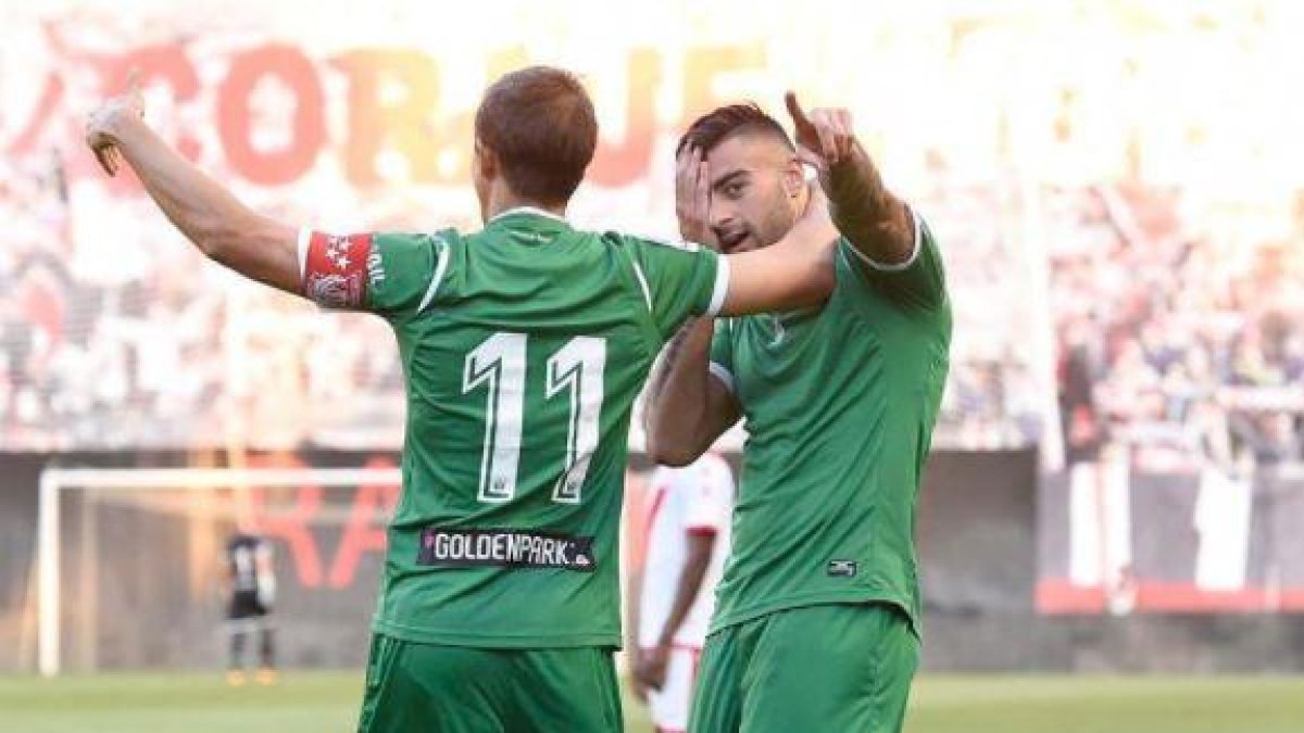 Diego Rico festeja su último gol conseguido con el Leganés-ECB