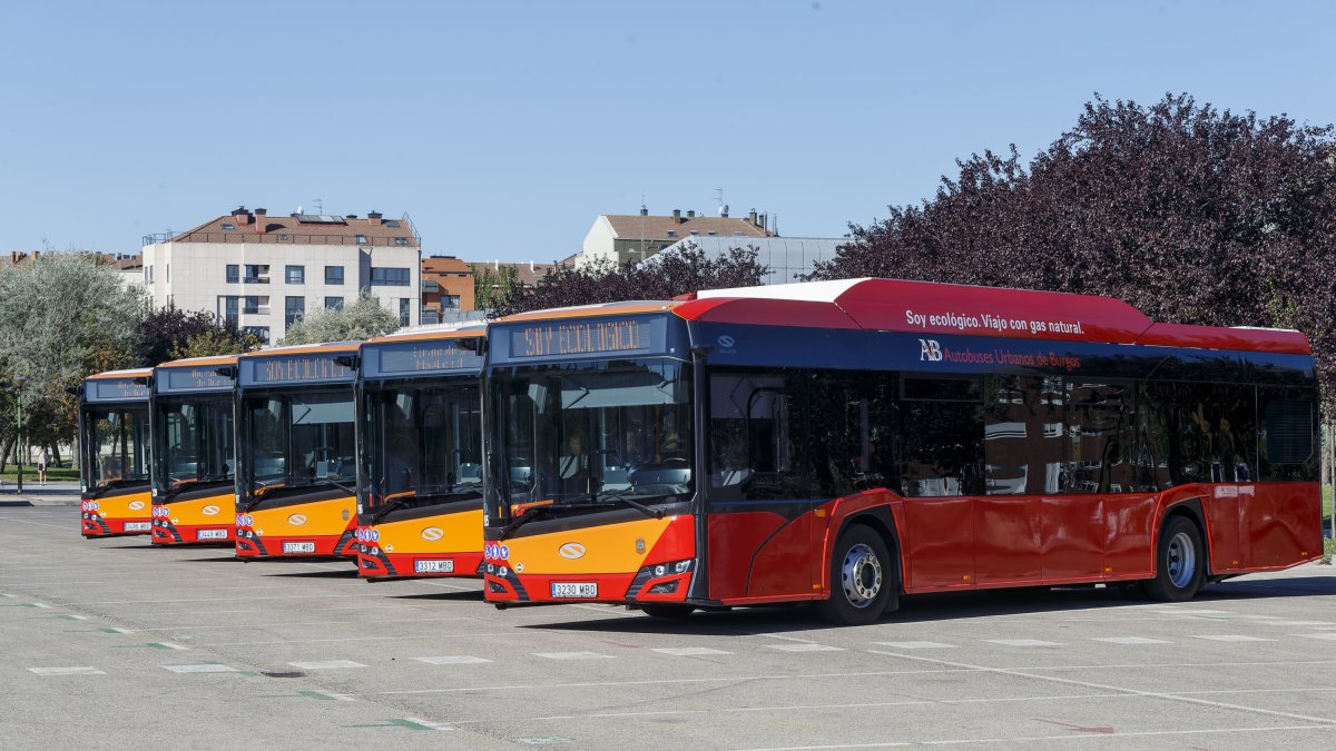 Movilidad ha adquirido cinco nuevos autobuses de gas natural comprimido. SANTI OTERO