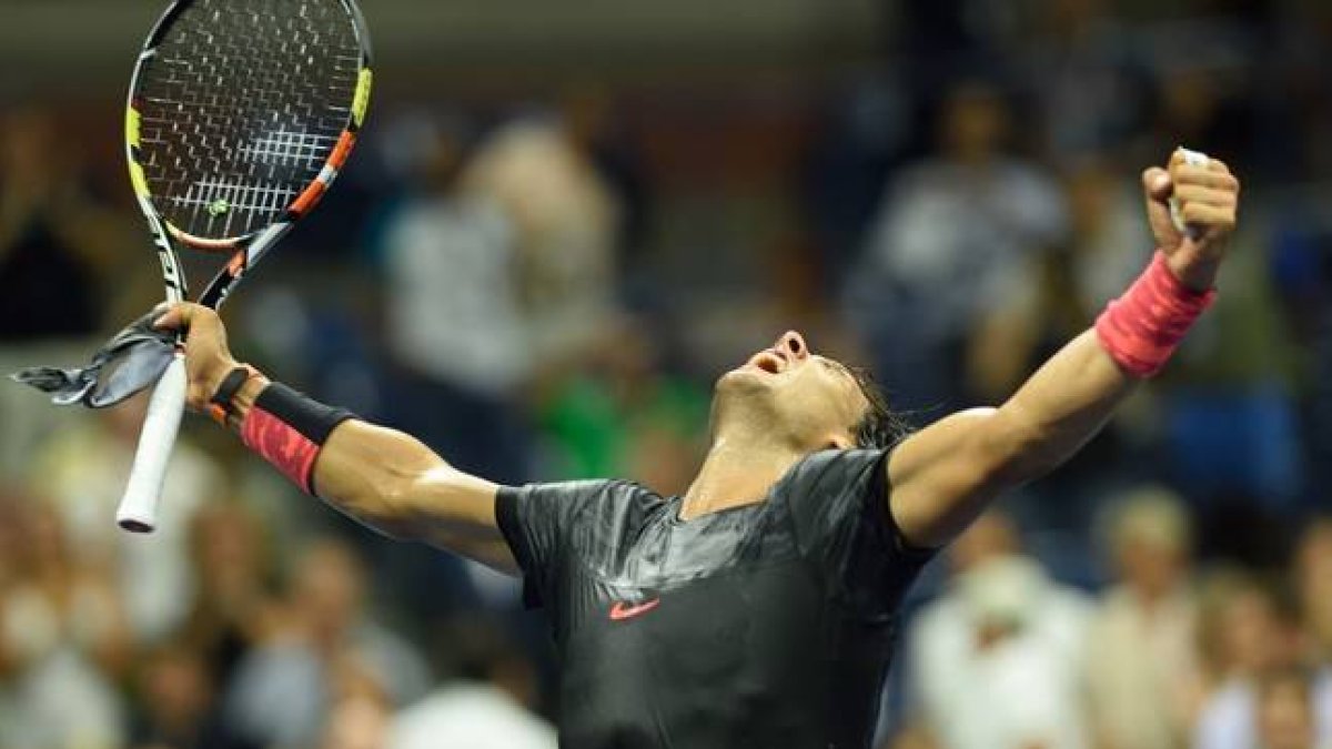 Nadal celebra su triunfo contra Coric, en el Abierto de Estados Unidos.-AFP PHOTO/DON EMMERT