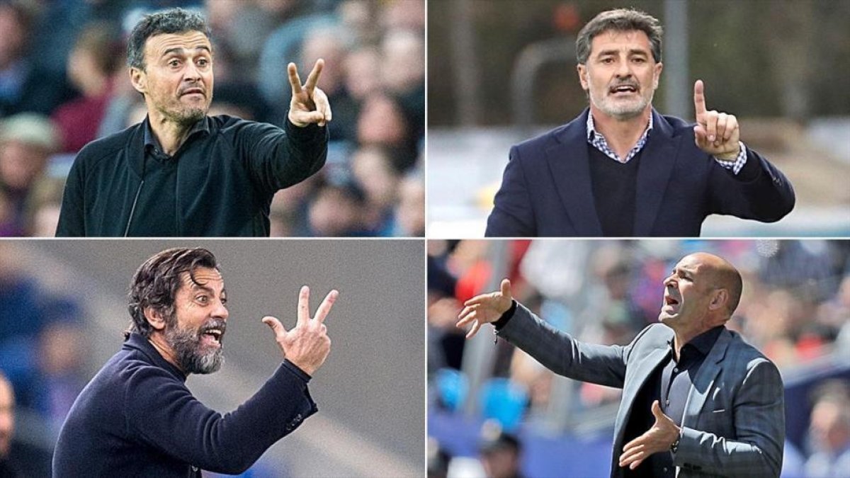 Luis Enrique, Michel, Quique Sánchez Flores y Jémez.-EL PERIÓDICO