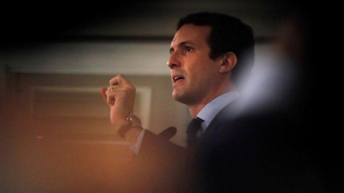 Pablo Casado, en octubre, durante un desayuno informativo de Europa Press en Madrid.-JUAN CARLOS HIDALGO (EFE)