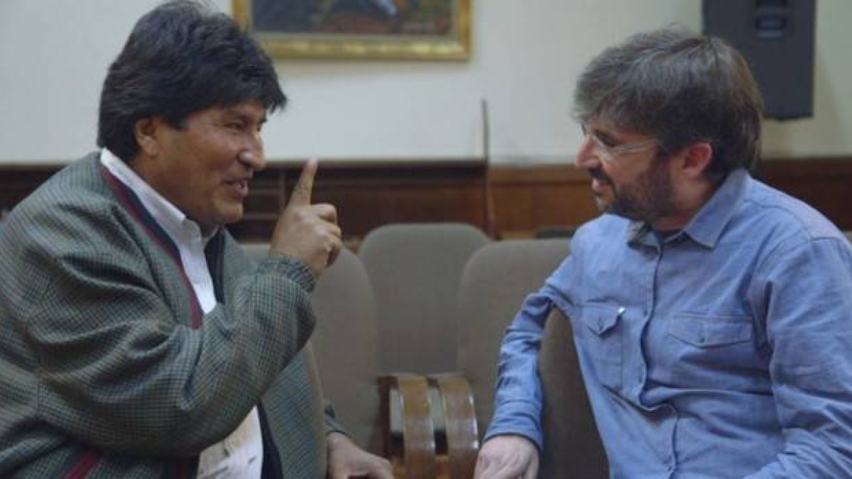 Évole con el presidente de Bolivia, Evo Morales.-Foto: LA SEXTA