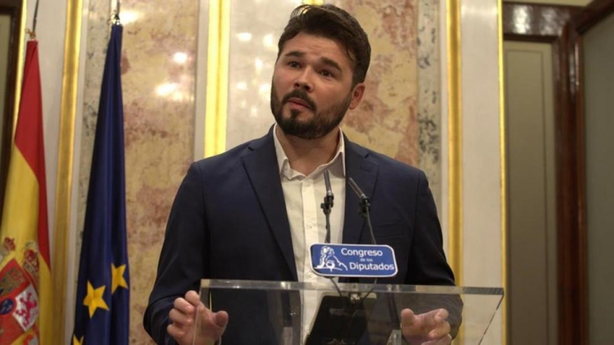 Gabriel Rufián (ERC), en una comparecencia el lunes 29 de mayo en el Congreso.-DAVID CASTRO