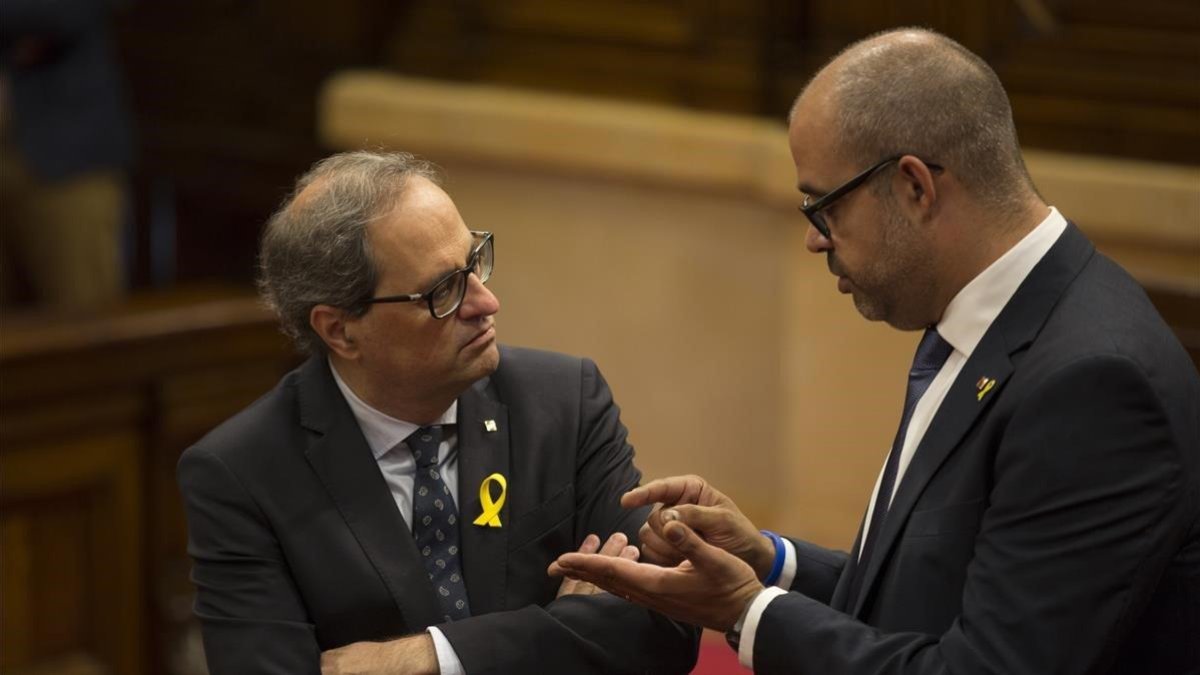 Quim Torra y Miquel Buch, en el Parlament, el pasado julio-