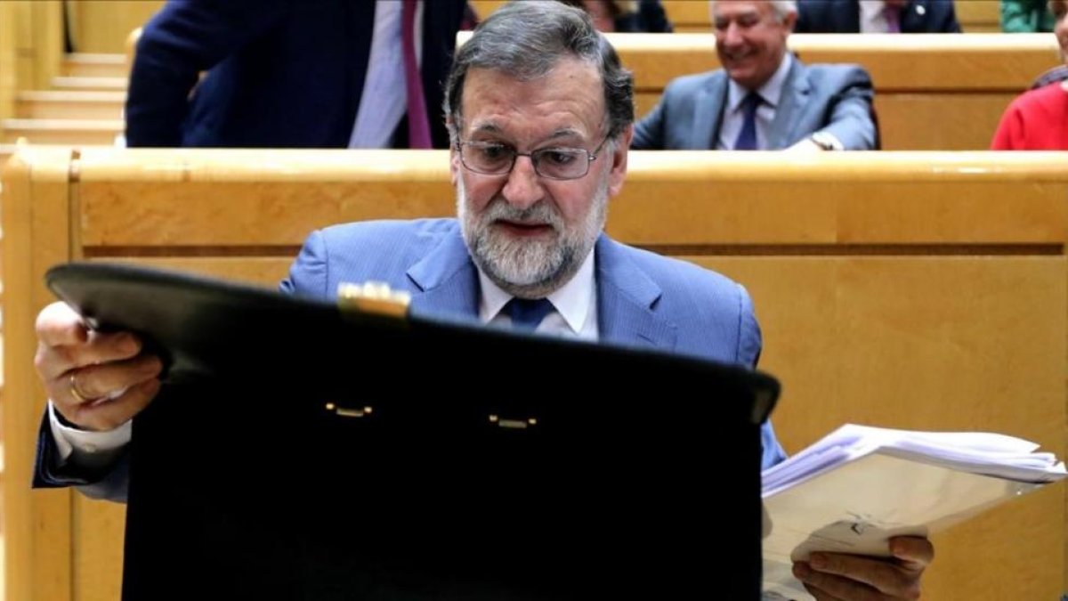 El presidente del Gobierno, Mariano Rajoy, en el Senado.-/ JUAN MANUEL PRATS