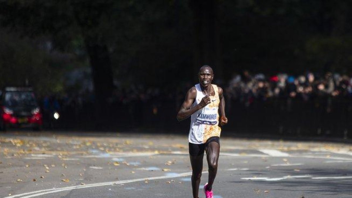 Geoffrey Kamworor, ganador del maratón de Nueva York, en pleno esfuerzo.-AP PHOTO / EDUARDO MUÑOZ ÁLVAREZ