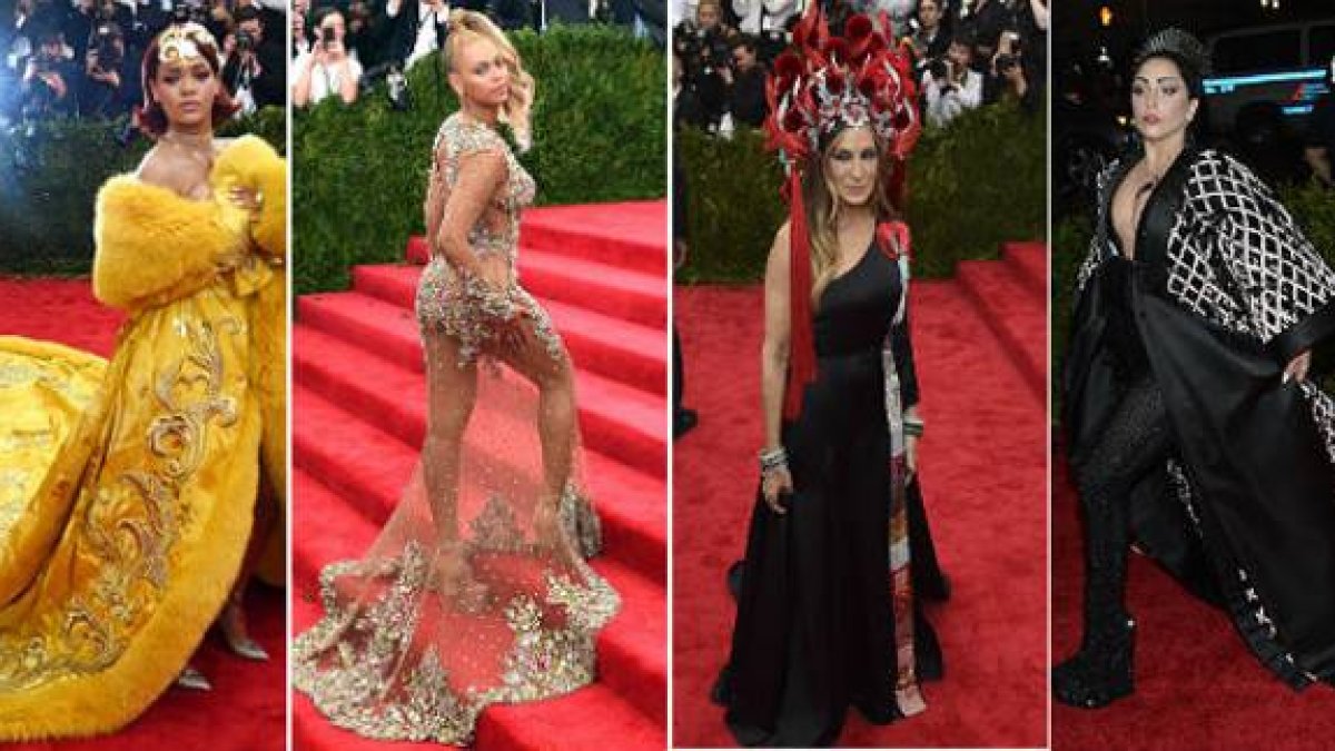 Rihanna, Beyoncé, Sarah Jessica Parker y Lady Gaga, en la gala.-