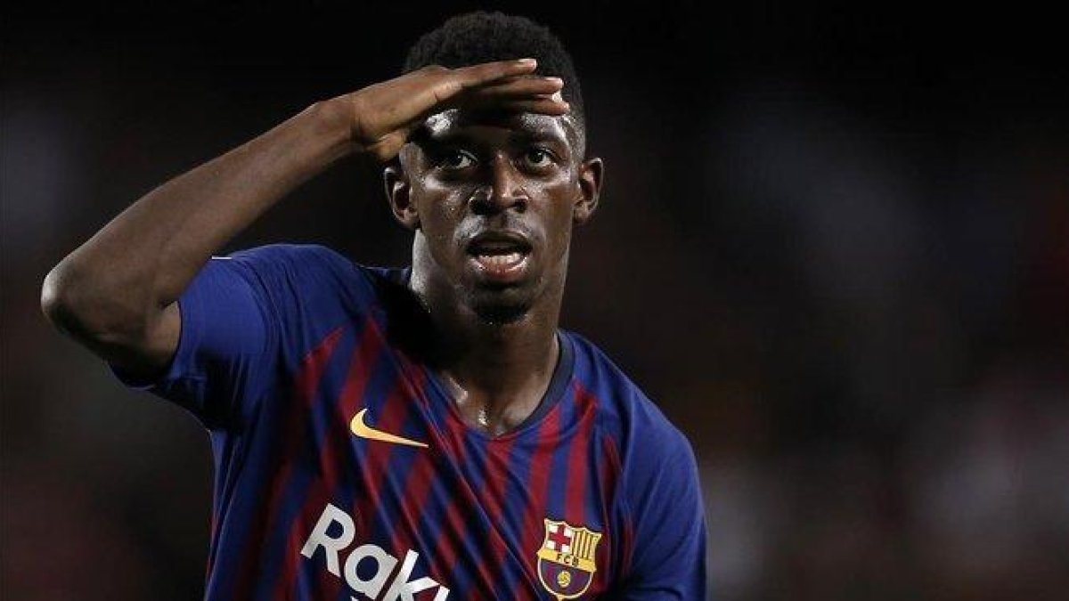 Dembélé celebrando un gol esta temporada.-MANU FERNÁNDEZ