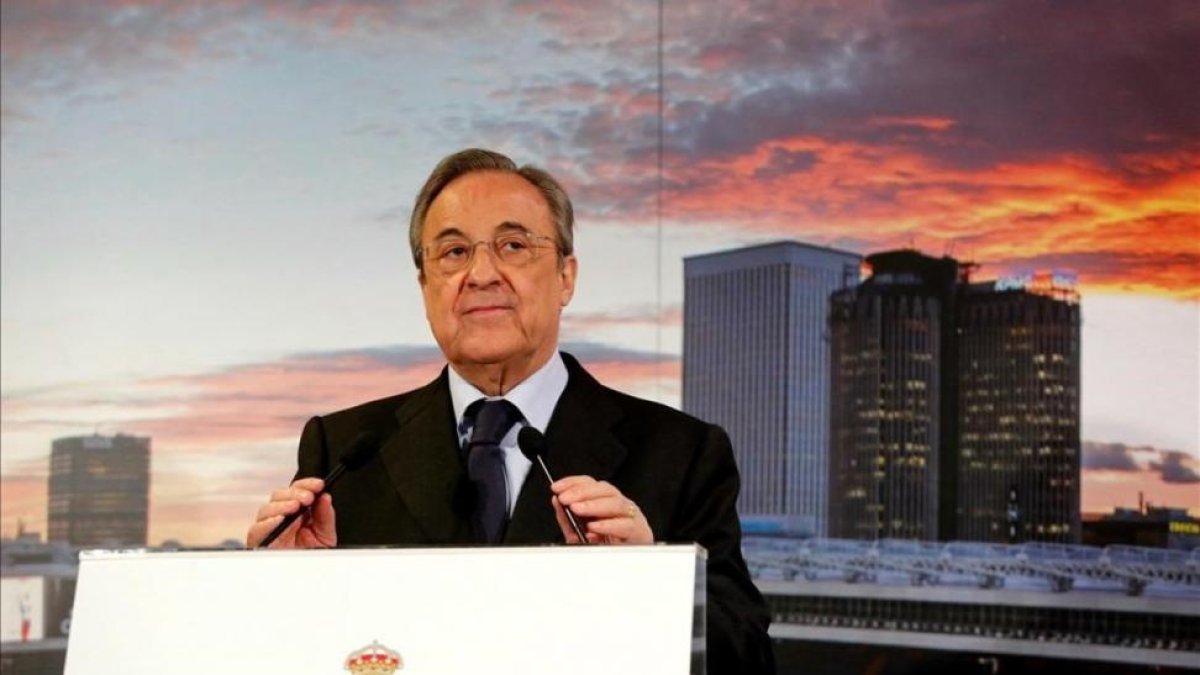 Florentino Pérez, en un acto oficial del Real Madrid.-