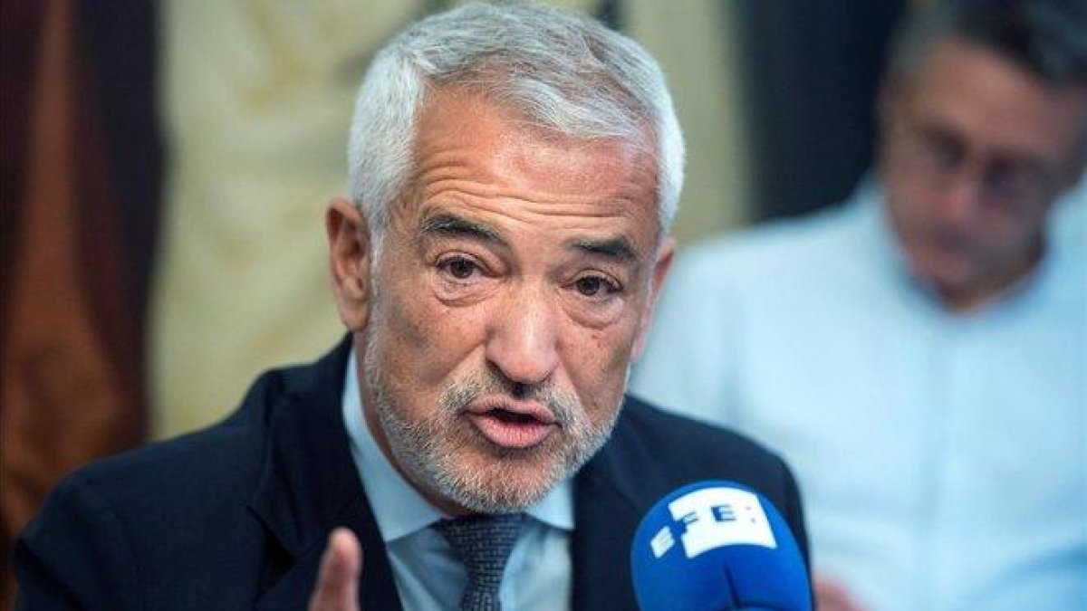El presidente de Ausbanc, Luis Pineda,  durante la rueda de prensa ofrecida en Madrid.-LUCA PERGIOVANNI (EFE)
