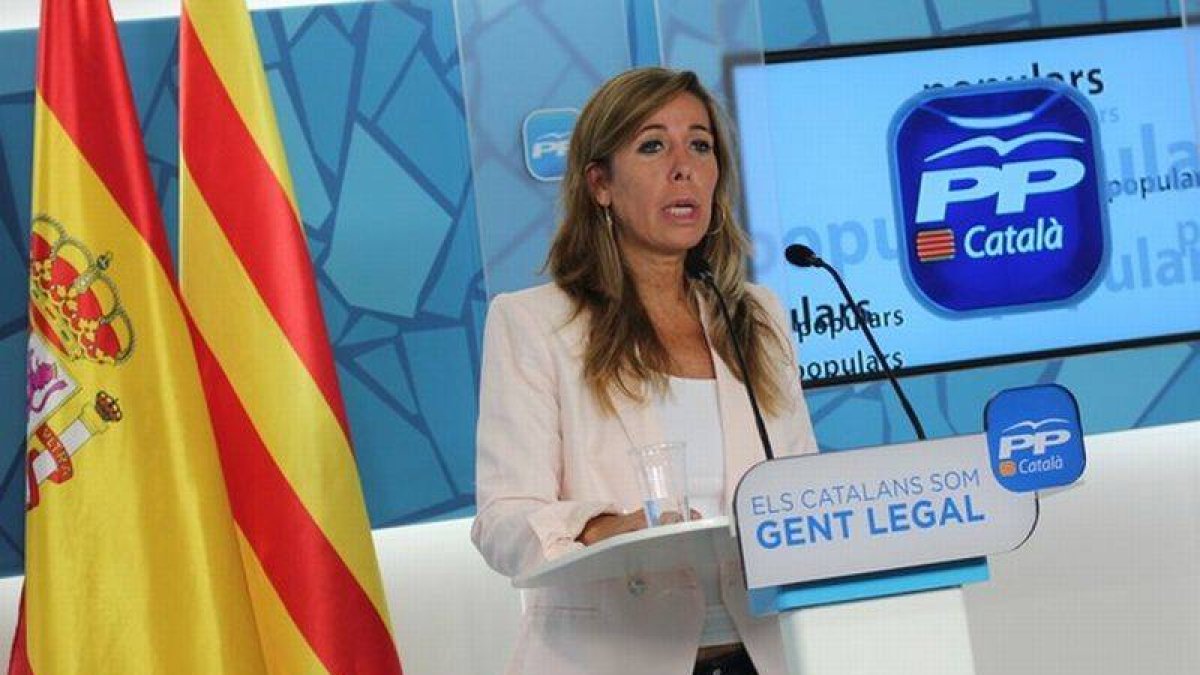 Alicia Sánchez-Camacho, en la sede del PPC.-