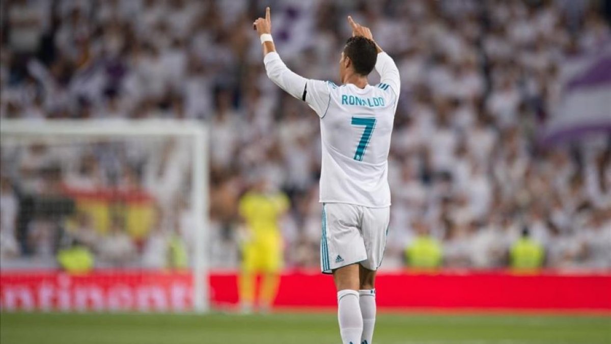 Cristiano Ronaldo celebra el gol del triunfo del Madrid.-DENIS DOYLE / GETTY