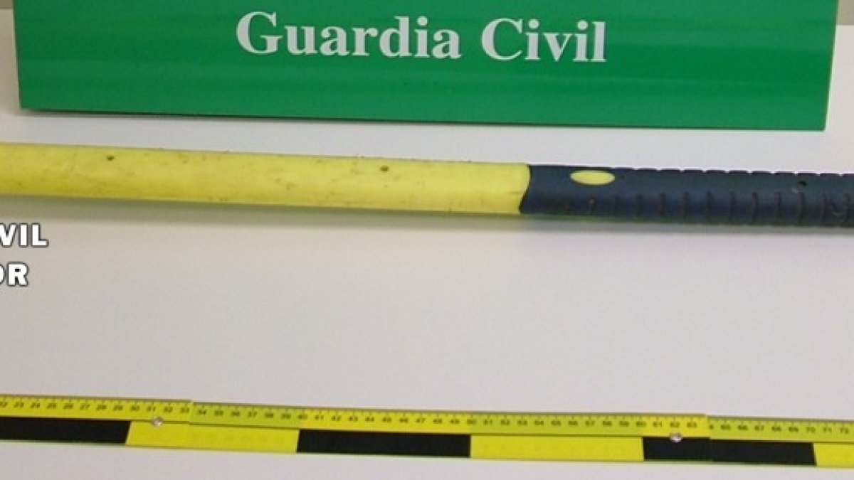 Hacha incautada al detenido. GUARDIA CIVIL