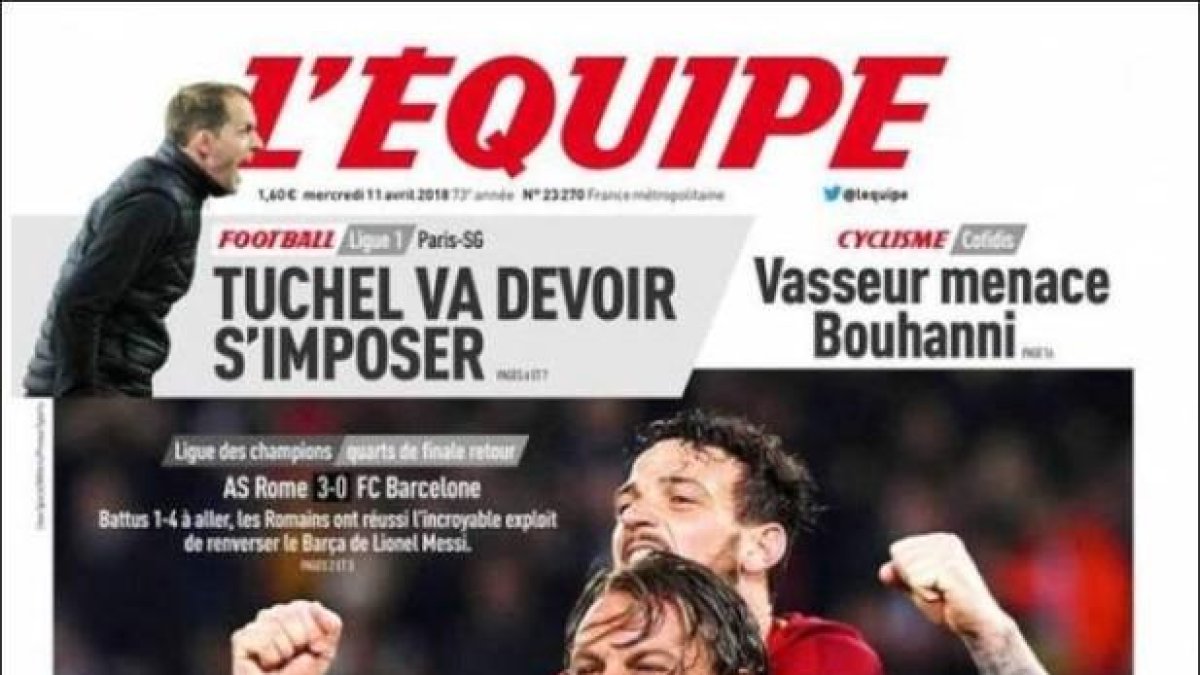 Portada del medio deportivo francés LEquip.-/ L'EQUIP
