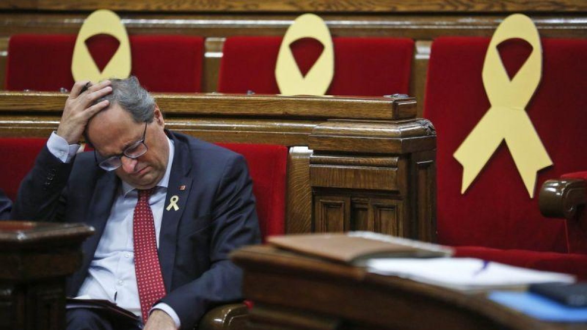 Torra, en el Parlament, este jueves.-AP