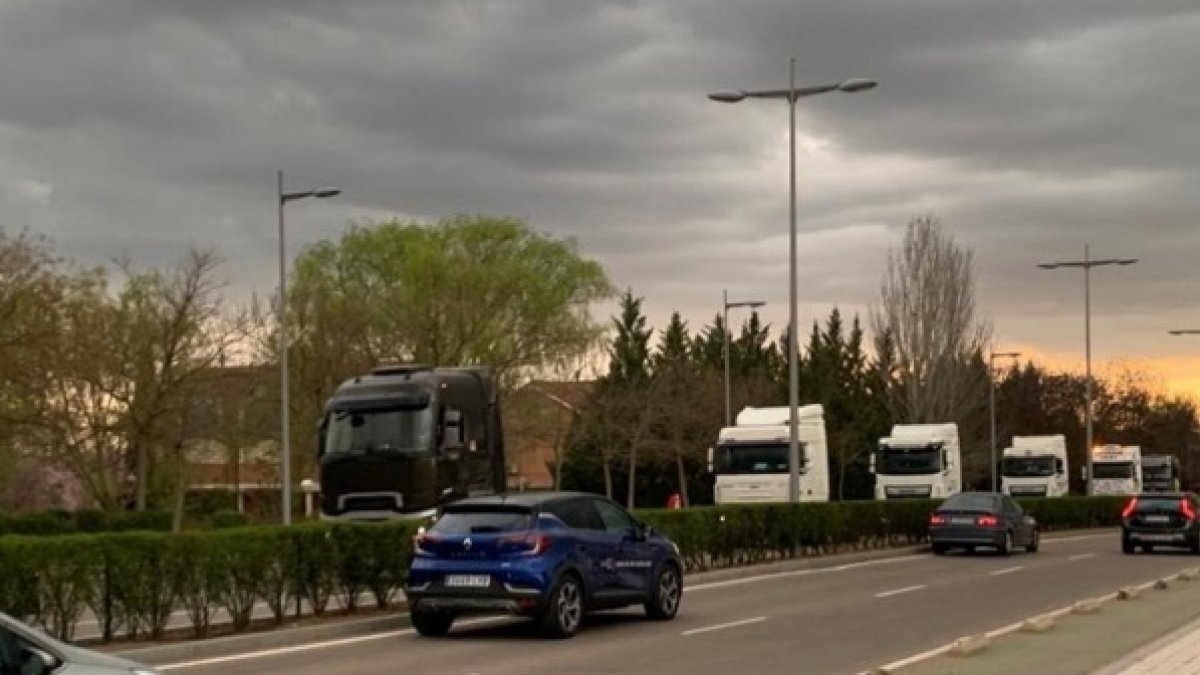 Un grupo de camiones durante una protesta en Castilla y León. ECB