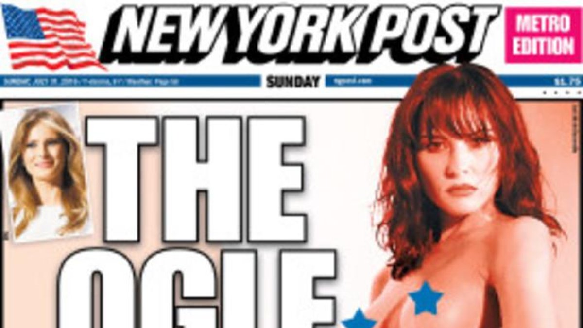 Portada de 'New York Post', con Melania Trump desnuda en una sesión fotográfica de 1995.-