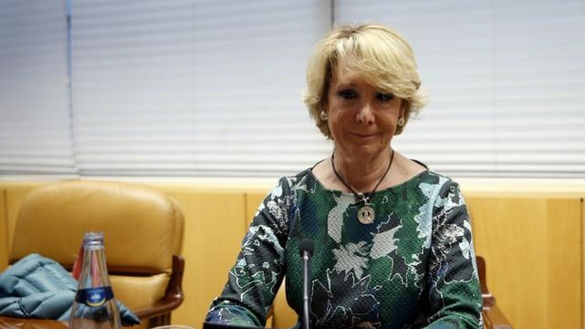 Esperanza Aguirre, durante su comparecencia el pasado 12 de febrero en la comisión de corrupción de la Asamblea de Madrid.-CHEMA MOYA / EFE