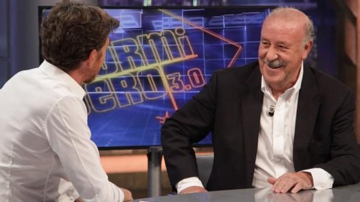 Pablo Motos y Vicente del Bosque, en 'El hormiguero'.-ATRESMEDIA