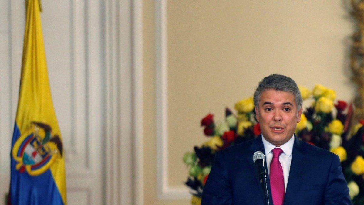 Ivan Duque durante una conferencia de prensa-Luisa Gonzalez
