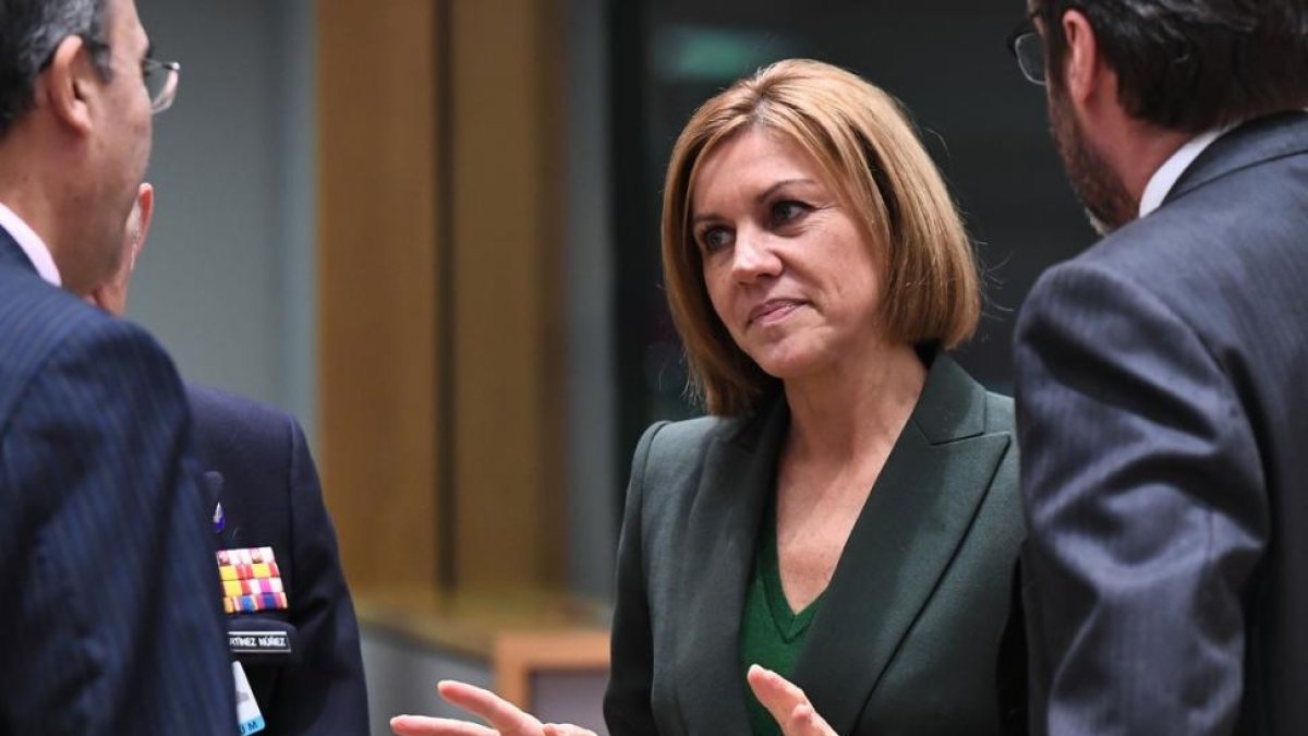 La ministra de Defensa, María Dolores de Copedal, en una cumbre en Bruselas, esta semana.-EMMANUEL DUNAND (AFP)