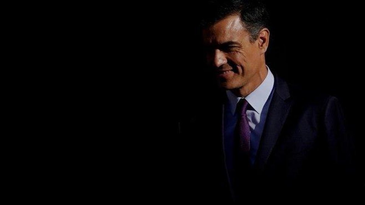 Pedro Sánchez, este jueves en la Moncloa.-JOSÉ LUIS ROCA