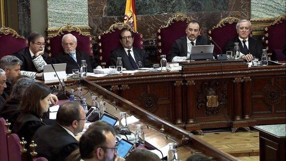 Vista del tribunal que juzga el procés, este jueves.-EFE