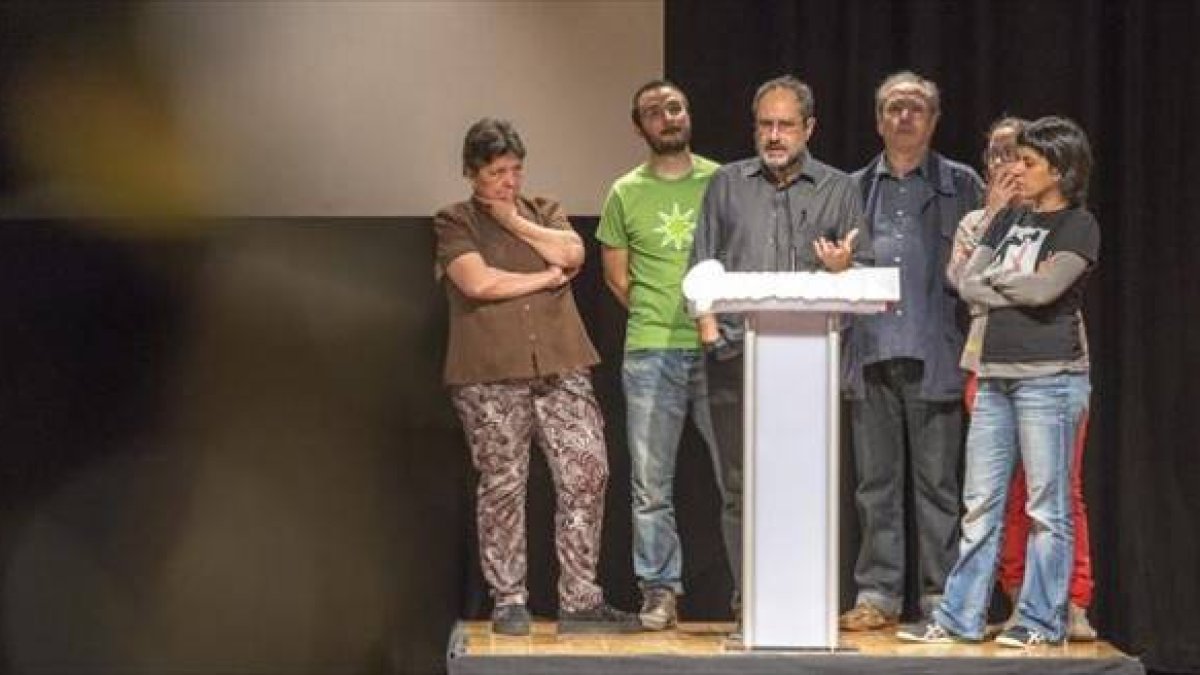 Botran, Baños, Julià de Jòdar, Reguant y Gabriel, en un acto de la CUP.-FERRAN SENDRA